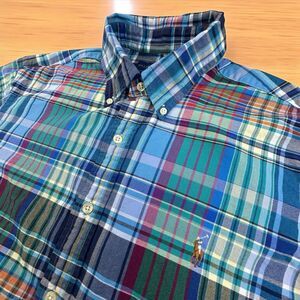 Polo Ralph Lauren Shirt Men L Madris Plaid Oxford Cotton Preppy OCBD Designer